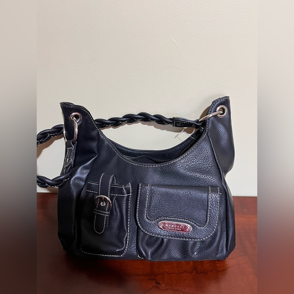 Rosetti Black Shoulder Bag with Braided Handle